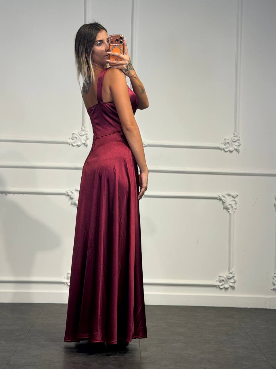 abito in raso melissa lungo - Dverso Fashion