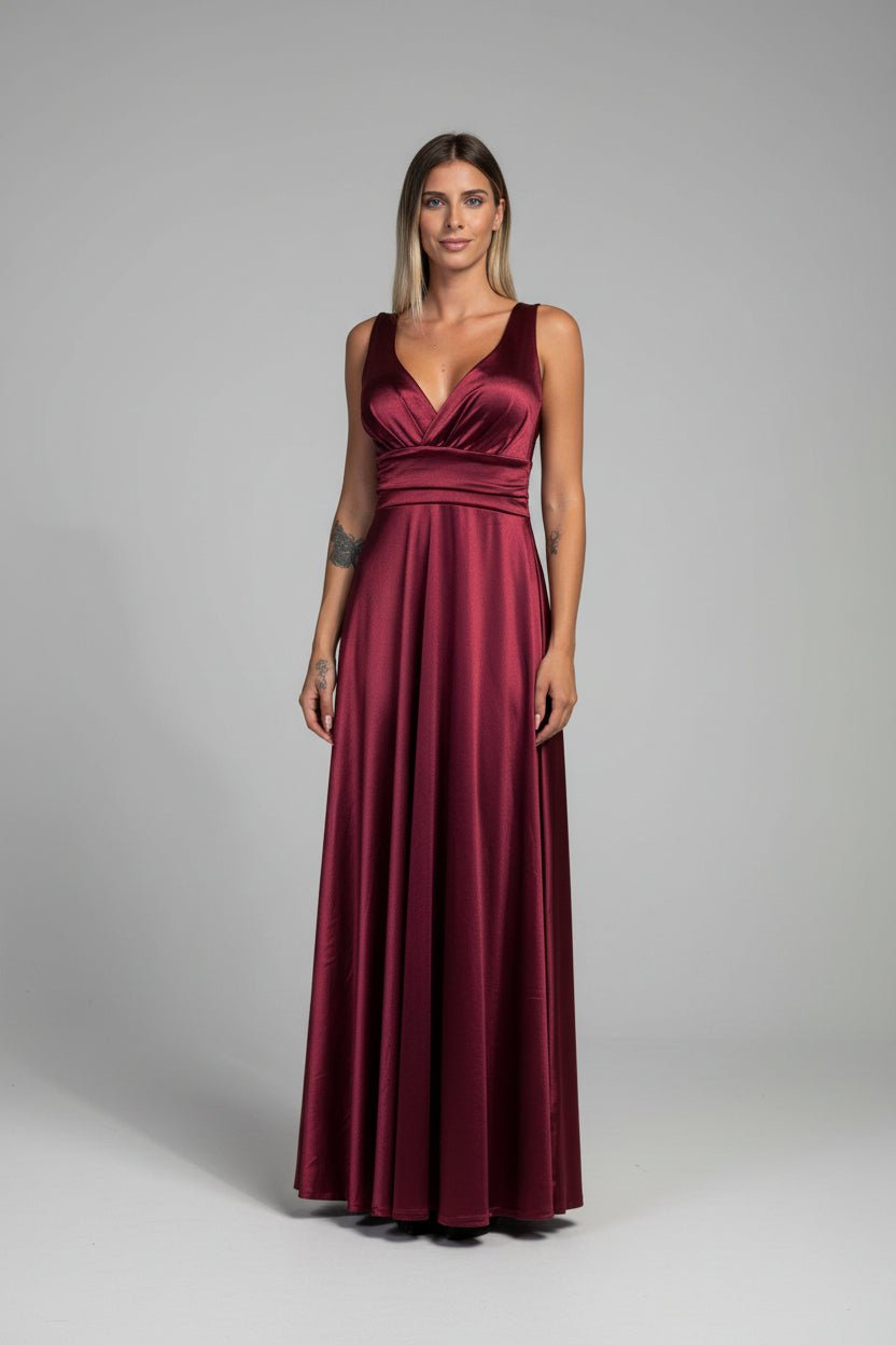 abito in raso melissa lungo - Dverso Fashion