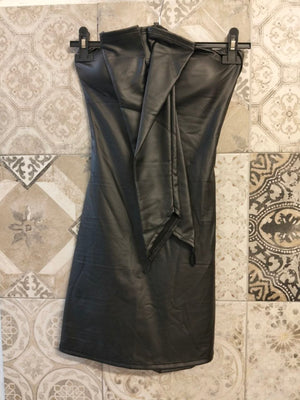 abito leather con manicotti - Dverso Fashion