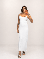 Abito Lungo Aderente con Spalline Sottili e Tessuto Operato - Dverso Fashion