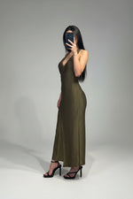 Abito Lungo Donna in Tessuto Lurex con Scollo Profondo Fascia Laterale e Dettaglio Fibbia - Dverso Fashion