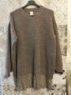 abito maglione oversize con pizzo - Dverso Fashion
