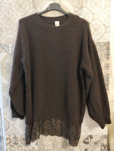 abito maglione oversize con pizzo - Dverso Fashion