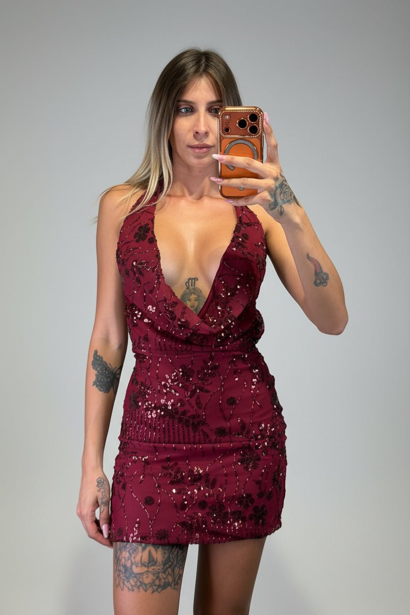 abito night con ampia scollatura - Dverso Fashion