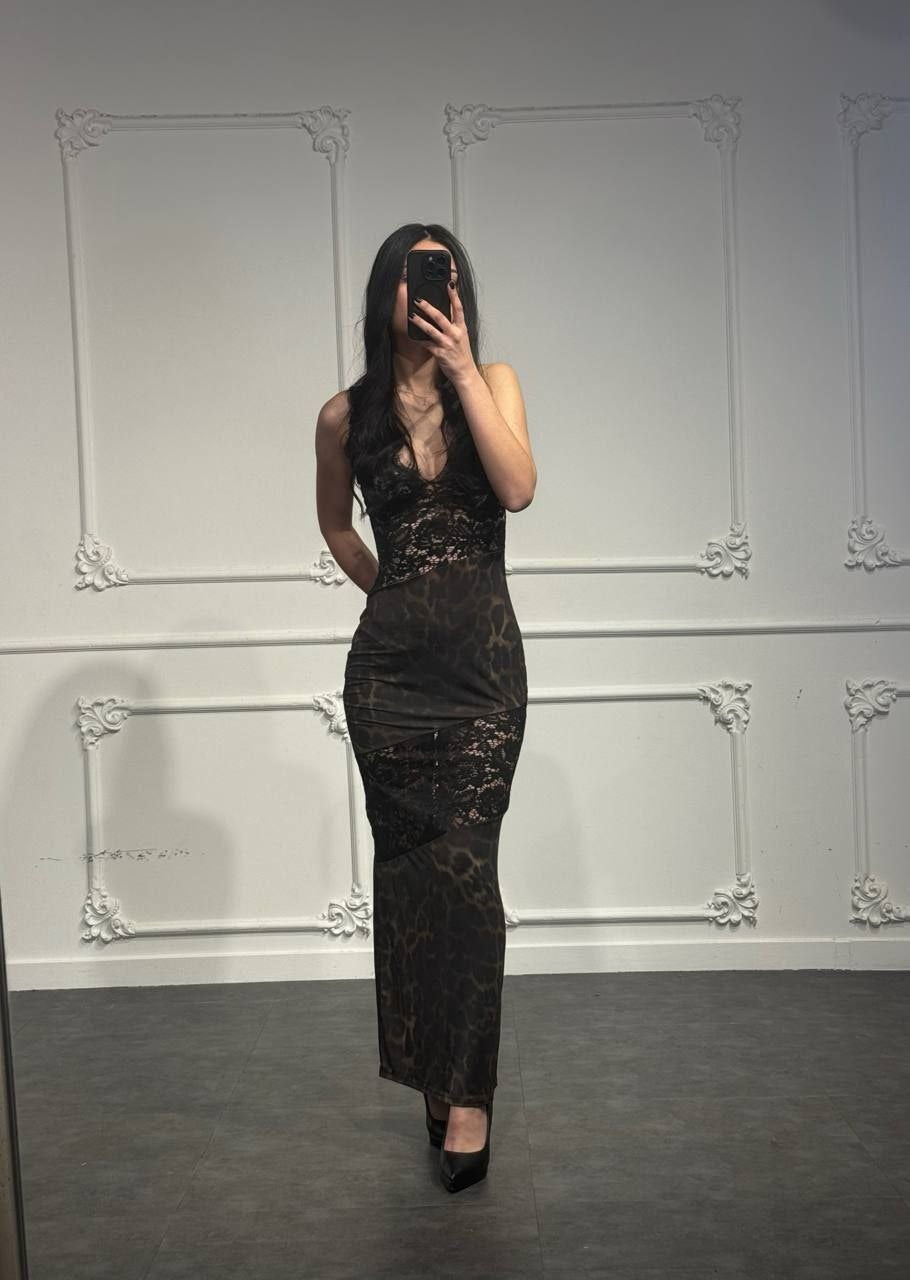 abito pizzo leopard - Dverso Fashion