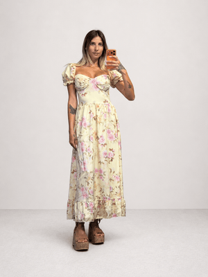 abito sofia con rose lungo - Dverso Fashion