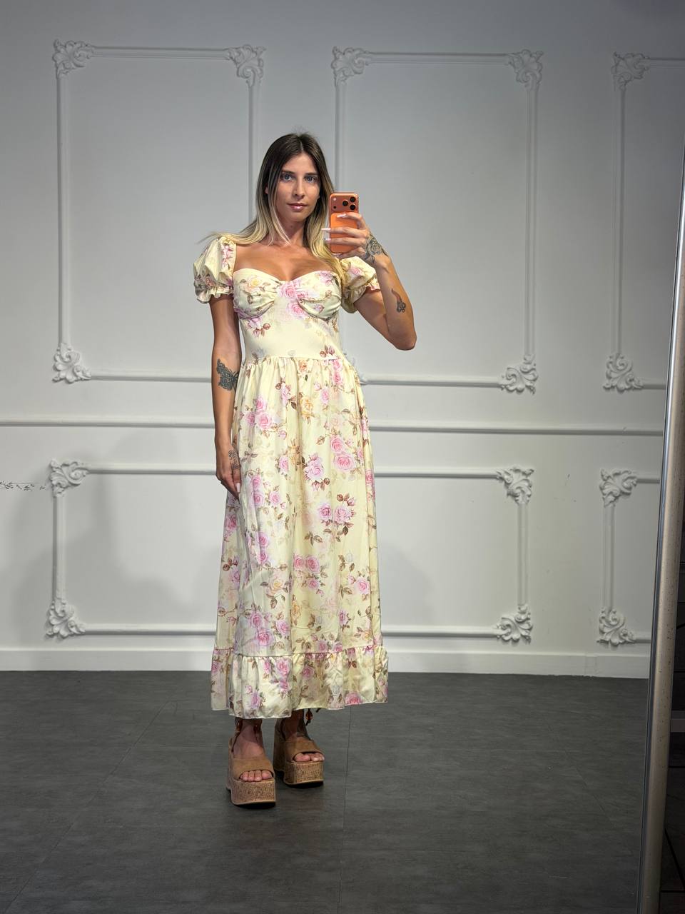 abito sofia con rose lungo - Dverso Fashion