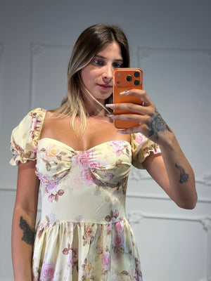 abito sofia con rose lungo - Dverso Fashion
