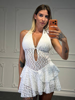 abito valeria in pizzo e gonna a balze - Dverso Fashion