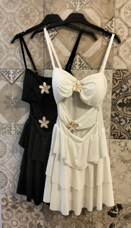 abitoo con fiore e balze - Dverso Fashion