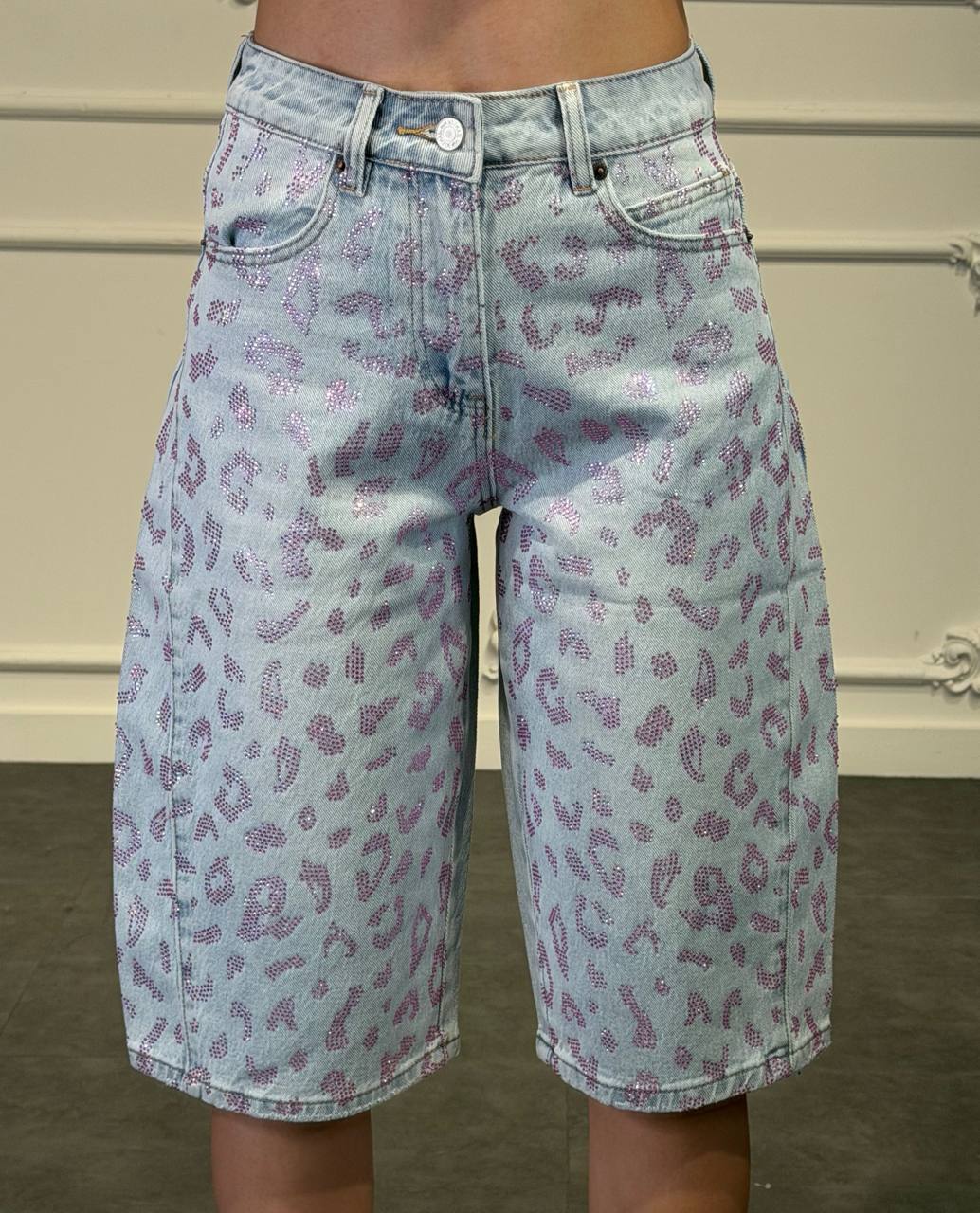 bermuda jungle strass - Dverso Fashion