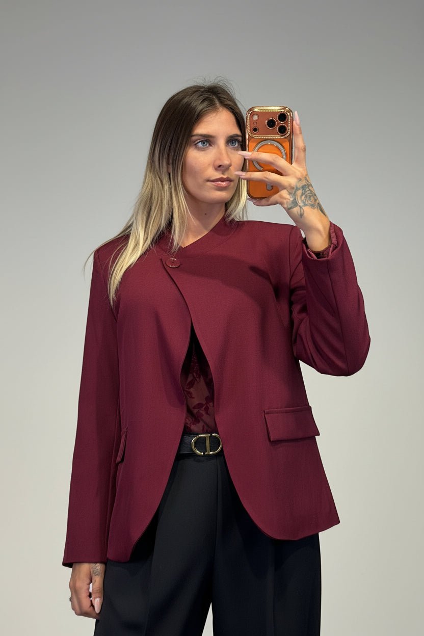 Blazer monopetto con chiusura asimmetrica - Dverso Fashion