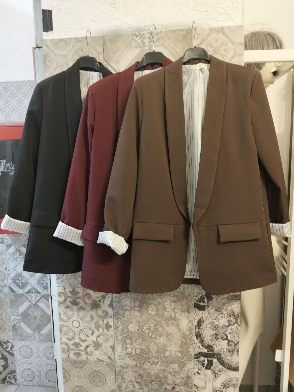 Blazer oversize con polsini gessati - Dverso Fashion