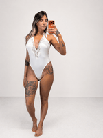 Body Halter con Scollo Profondo e Inserto in Pizzo - Dverso Fashion