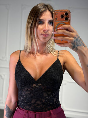 body in pizzo con coppe - Dverso Fashion