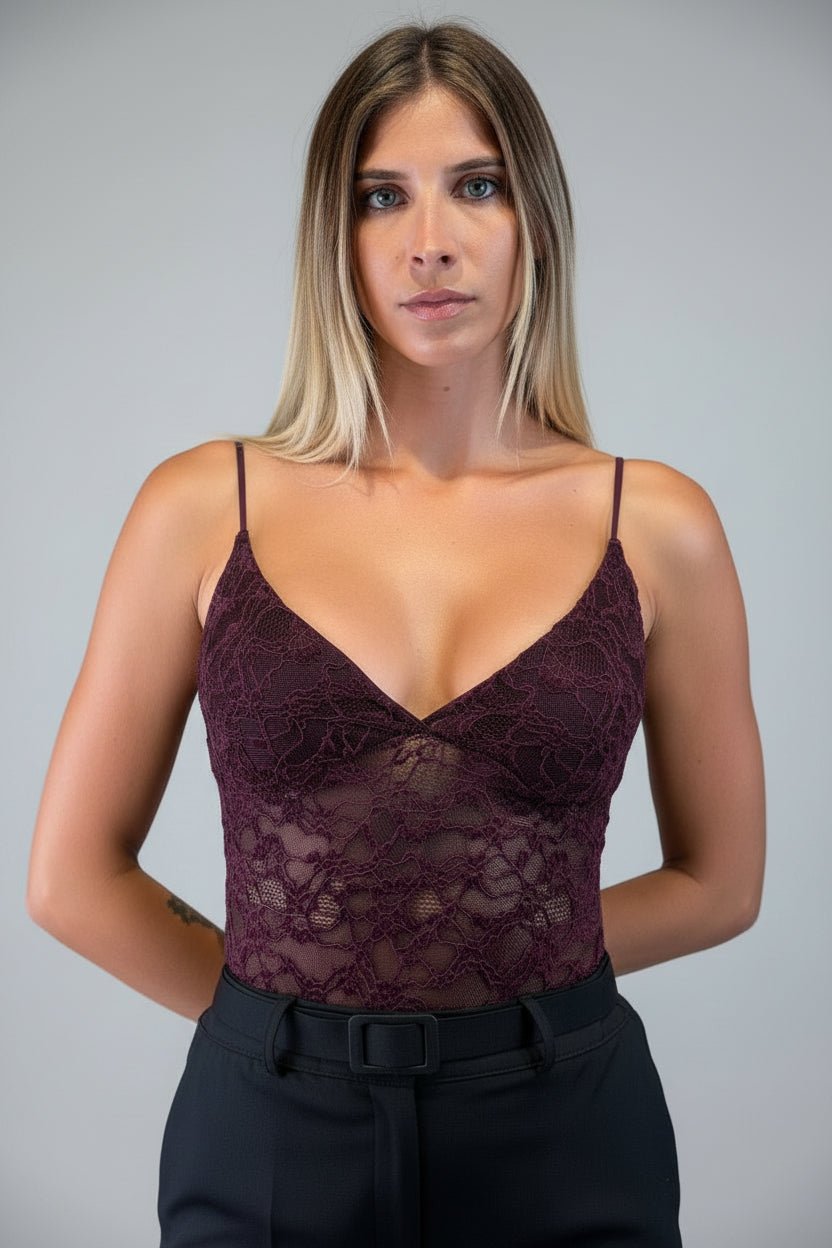 body in pizzo con coppe - Dverso Fashion