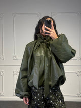 bomber in pelle con fiocco - Dverso Fashion