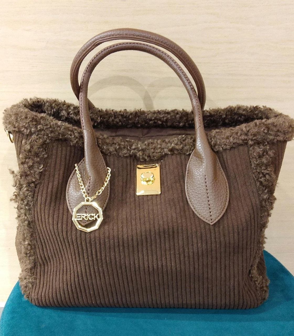 borsa a costine con pelliccia - Dverso Fashion