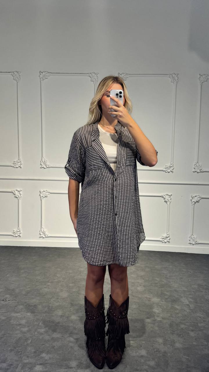 camicia a righe lunga - Dverso Fashion