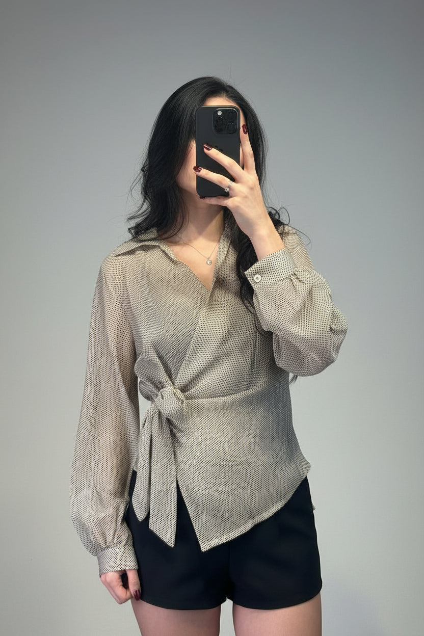 camicia con fiocco laterale - Dverso Fashion
