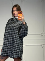 camicia lunga a quadri - Dverso Fashion