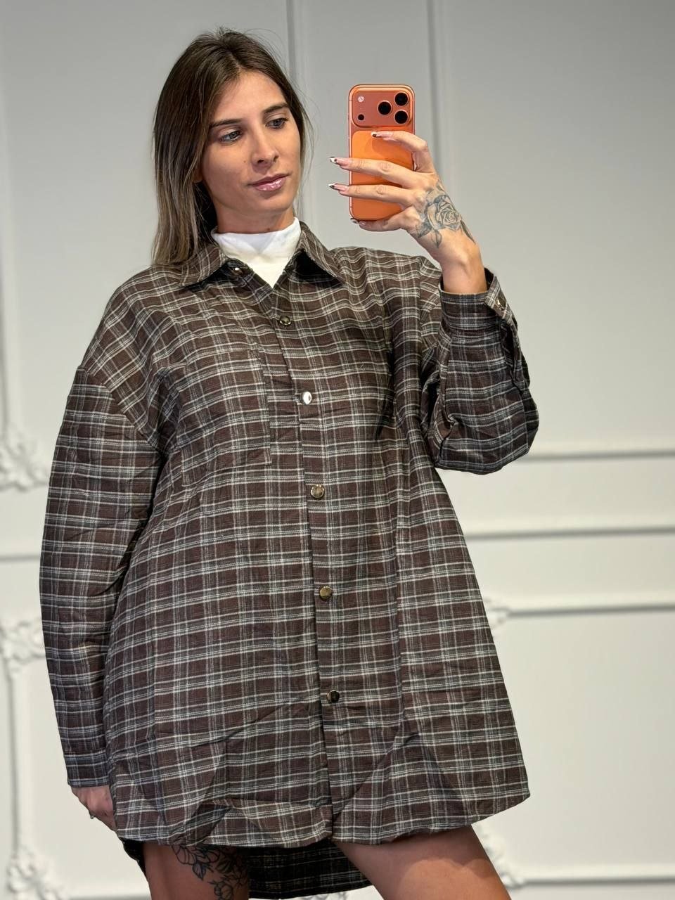 camicia lunga a quadri - Dverso Fashion