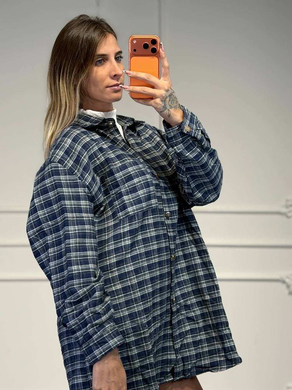 camicia lunga a quadri - Dverso Fashion