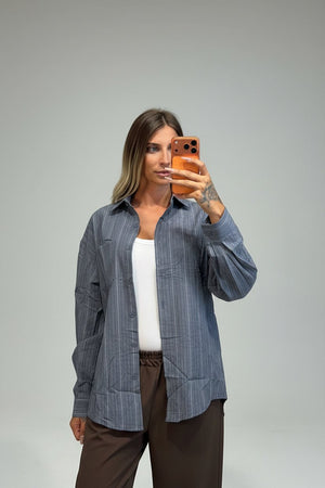 camicia men lunga a righe - Dverso Fashion