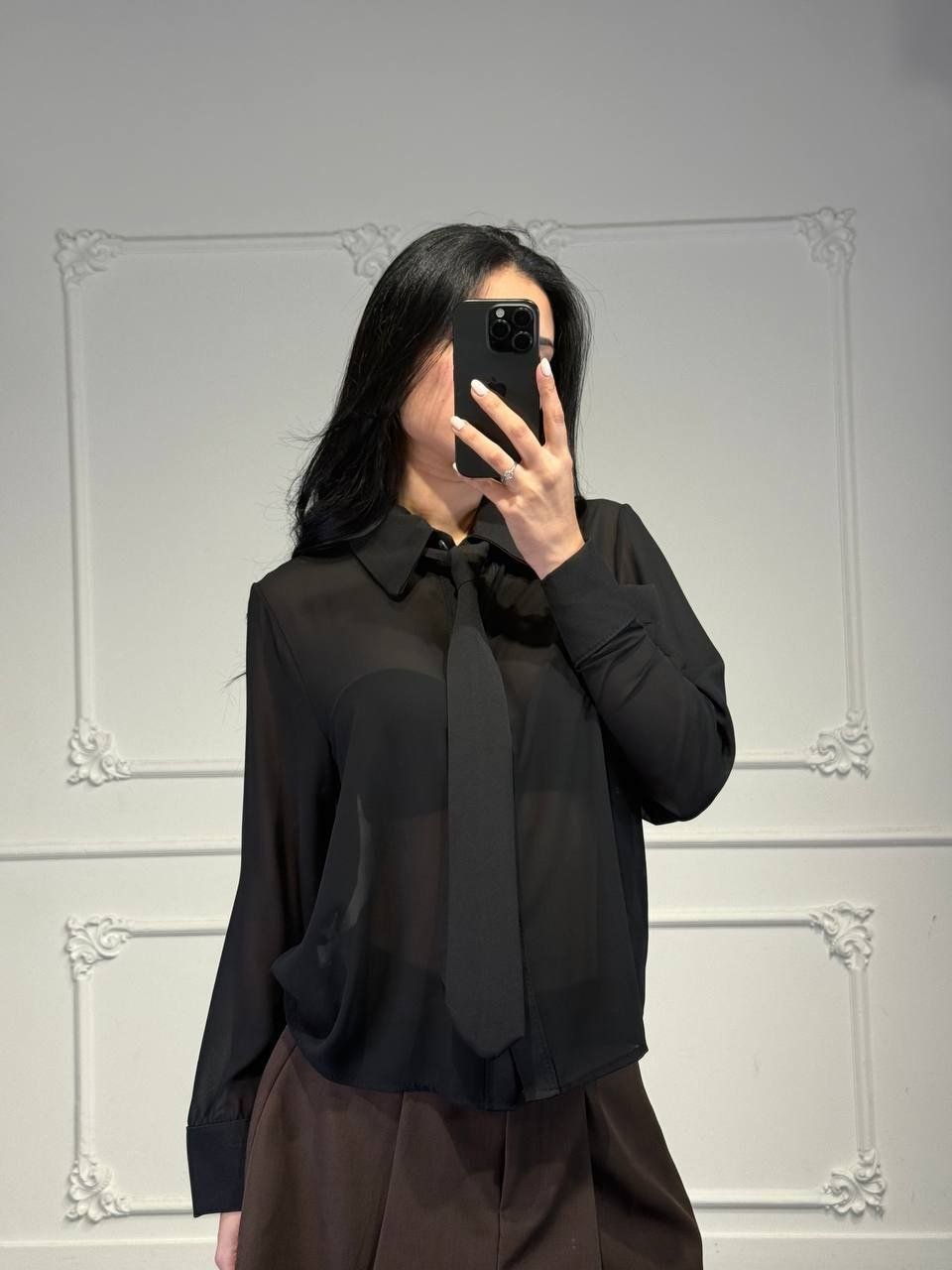 camicia velata con cravatta - Dverso Fashion