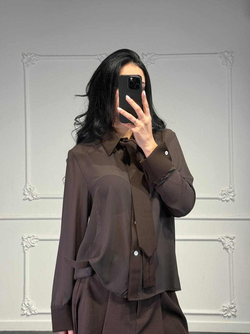 camicia velata con cravatta - Dverso Fashion