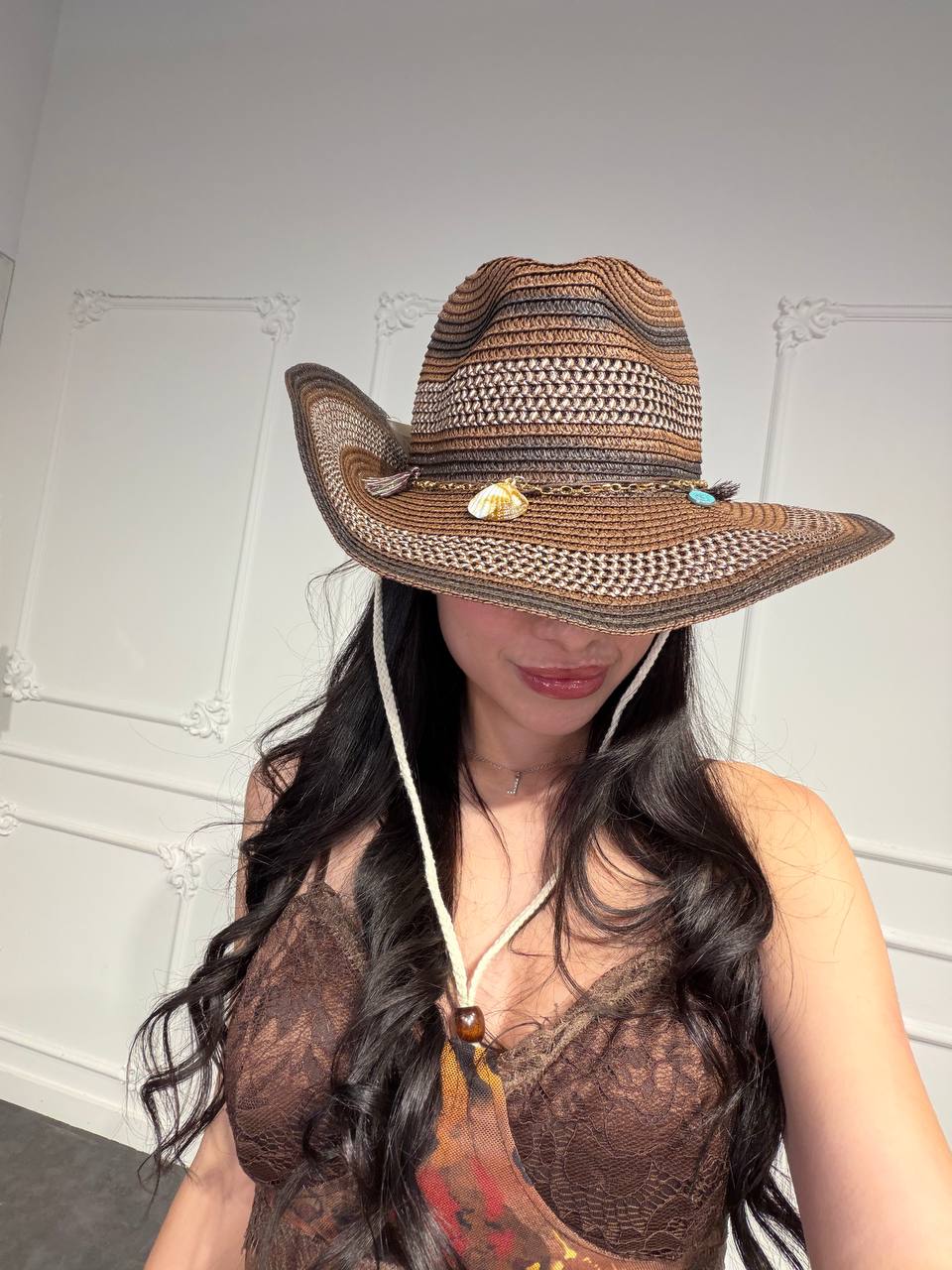 cappello in paglia con conchiglie - Dverso Fashion