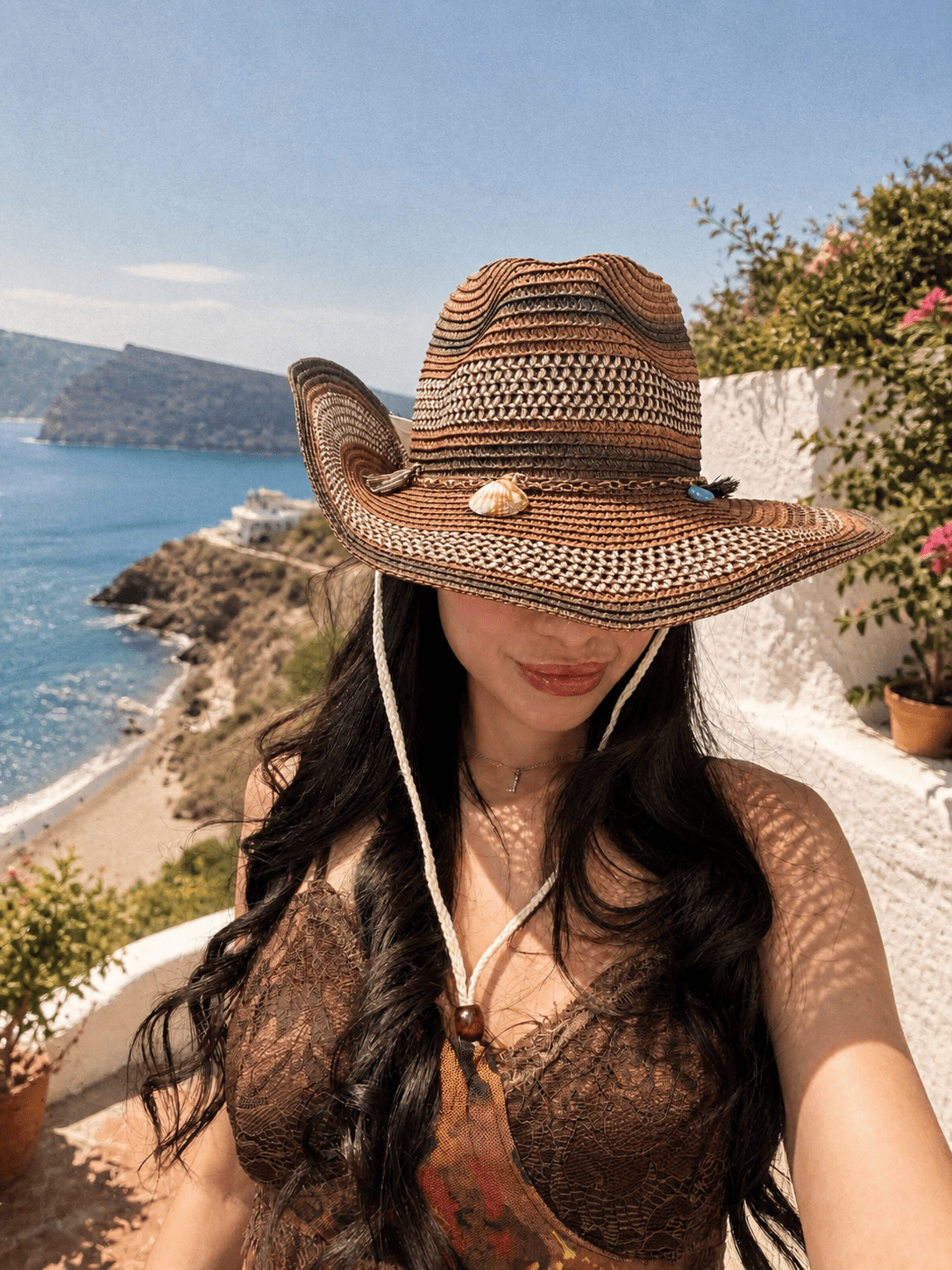 cappello in paglia con conchiglie - Dverso Fashion