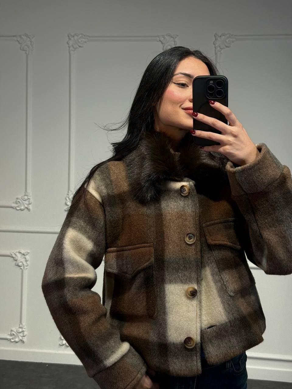 Cappotto a quadri in panno - Dverso Fashion