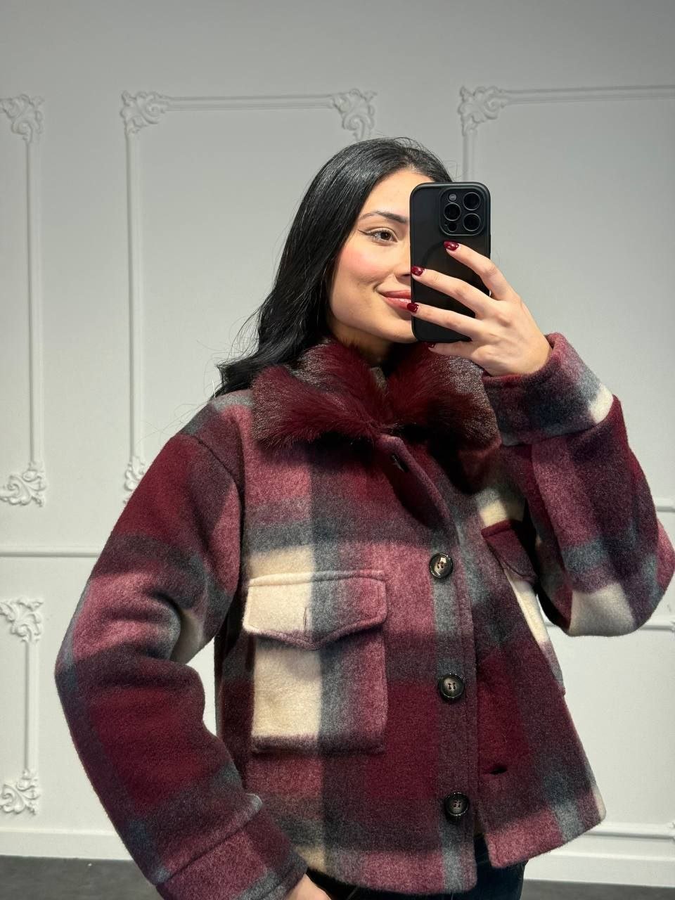 Cappotto a quadri in panno - Dverso Fashion