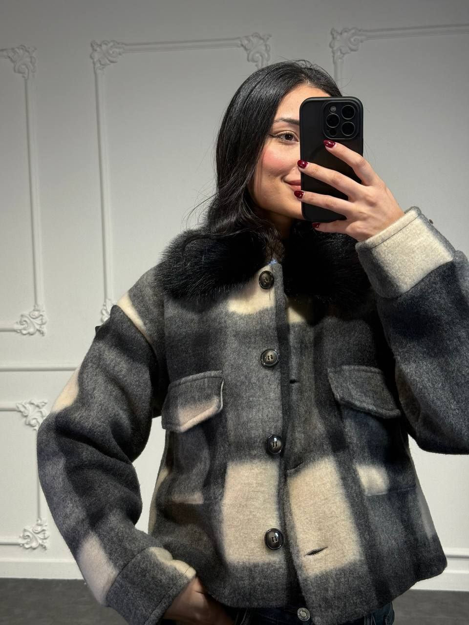 Cappotto a quadri in panno - Dverso Fashion