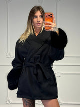 cappotto in panno con pelliccia corto - Dverso Fashion