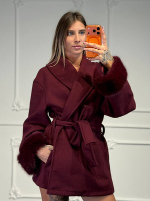 cappotto in panno con pelliccia corto - Dverso Fashion