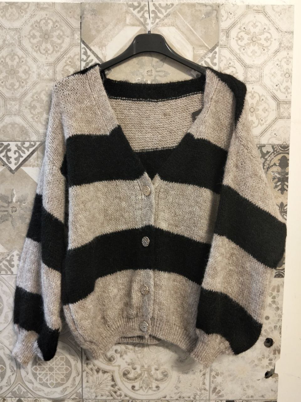cardigan lana a righe - Dverso Fashion