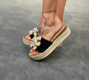 ciabatta con platform e fiore - Dverso Fashion