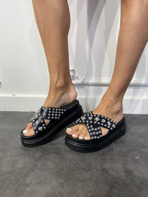 ciabatta platform con borchie - Dverso Fashion
