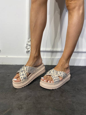 ciabatta platform con borchie - Dverso Fashion