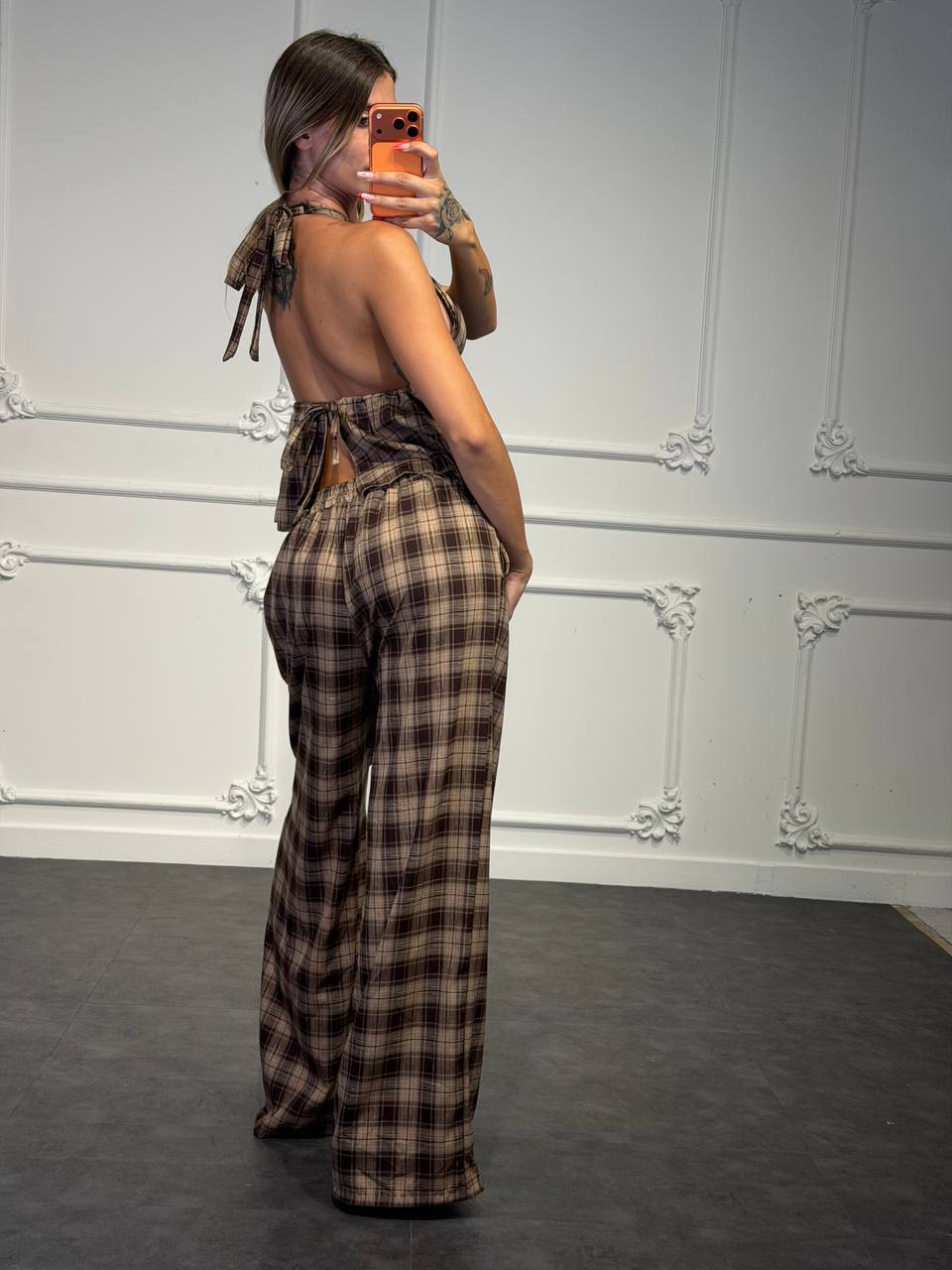 coordinato a quadri iin cotone - Dverso Fashion