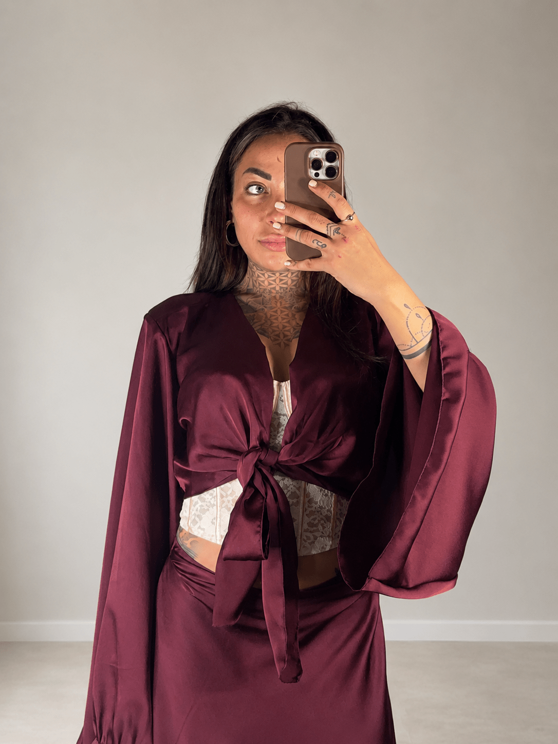 coordinato satin con gonna - Dverso Fashion