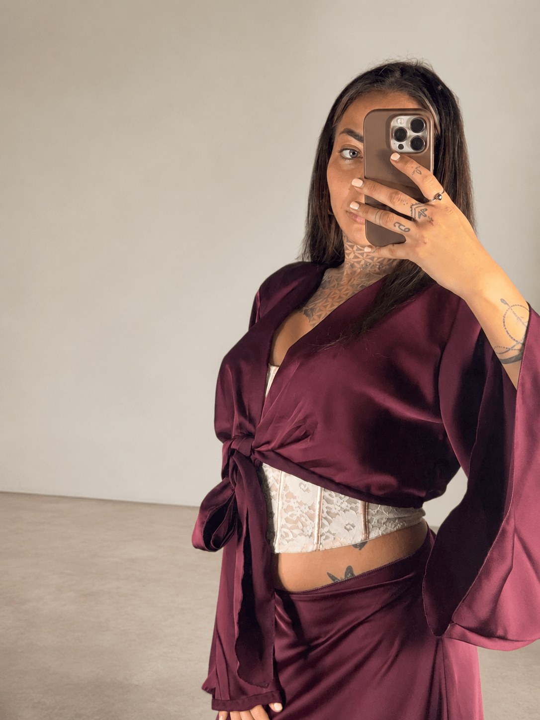 coordinato satin con gonna - Dverso Fashion