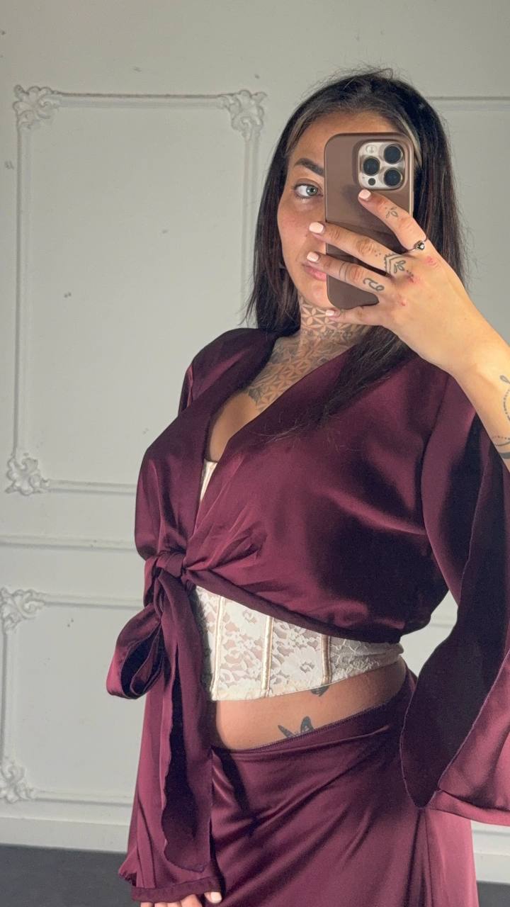 coordinato satin con gonna - Dverso Fashion