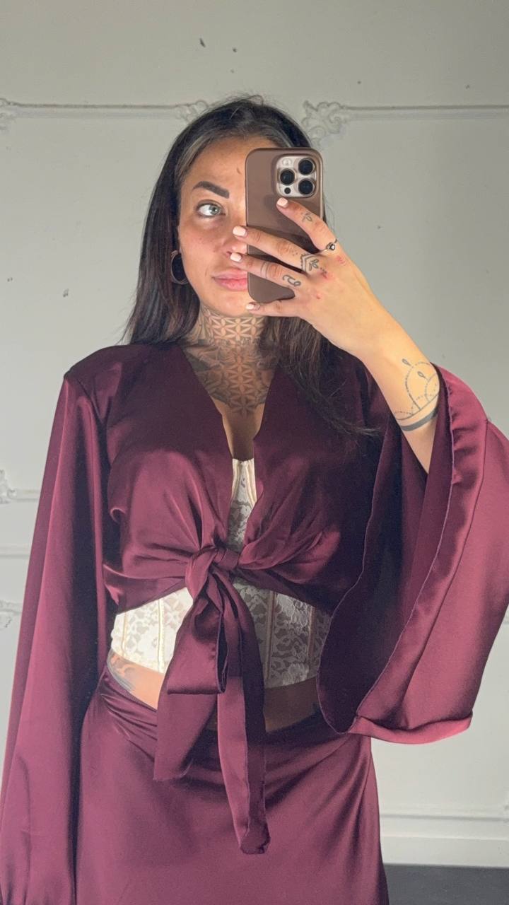 coordinato satin con gonna - Dverso Fashion