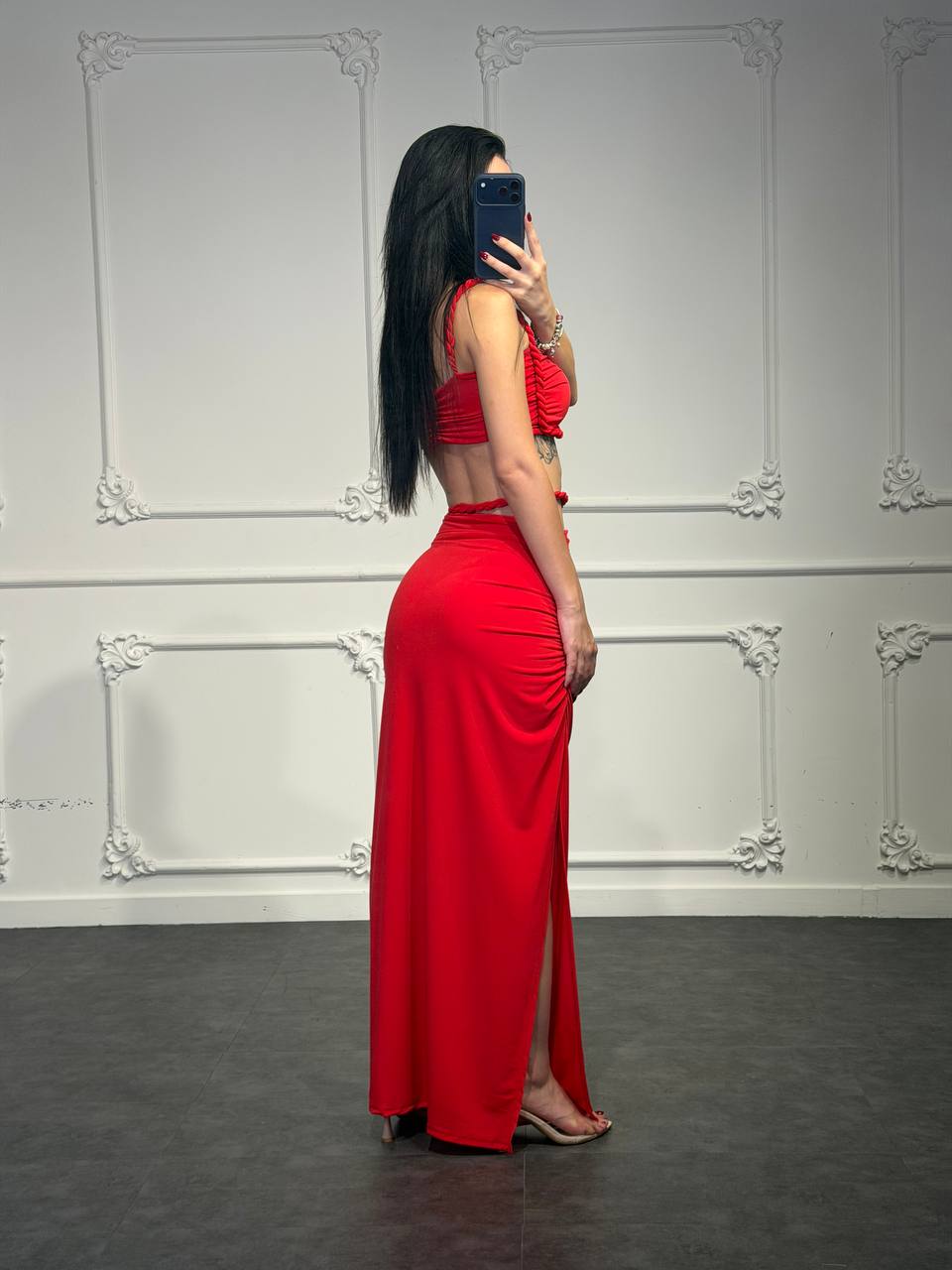 coordinato treccia con gonna longuette - Dverso Fashion