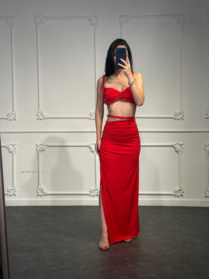 coordinato treccia con gonna longuette - Dverso Fashion