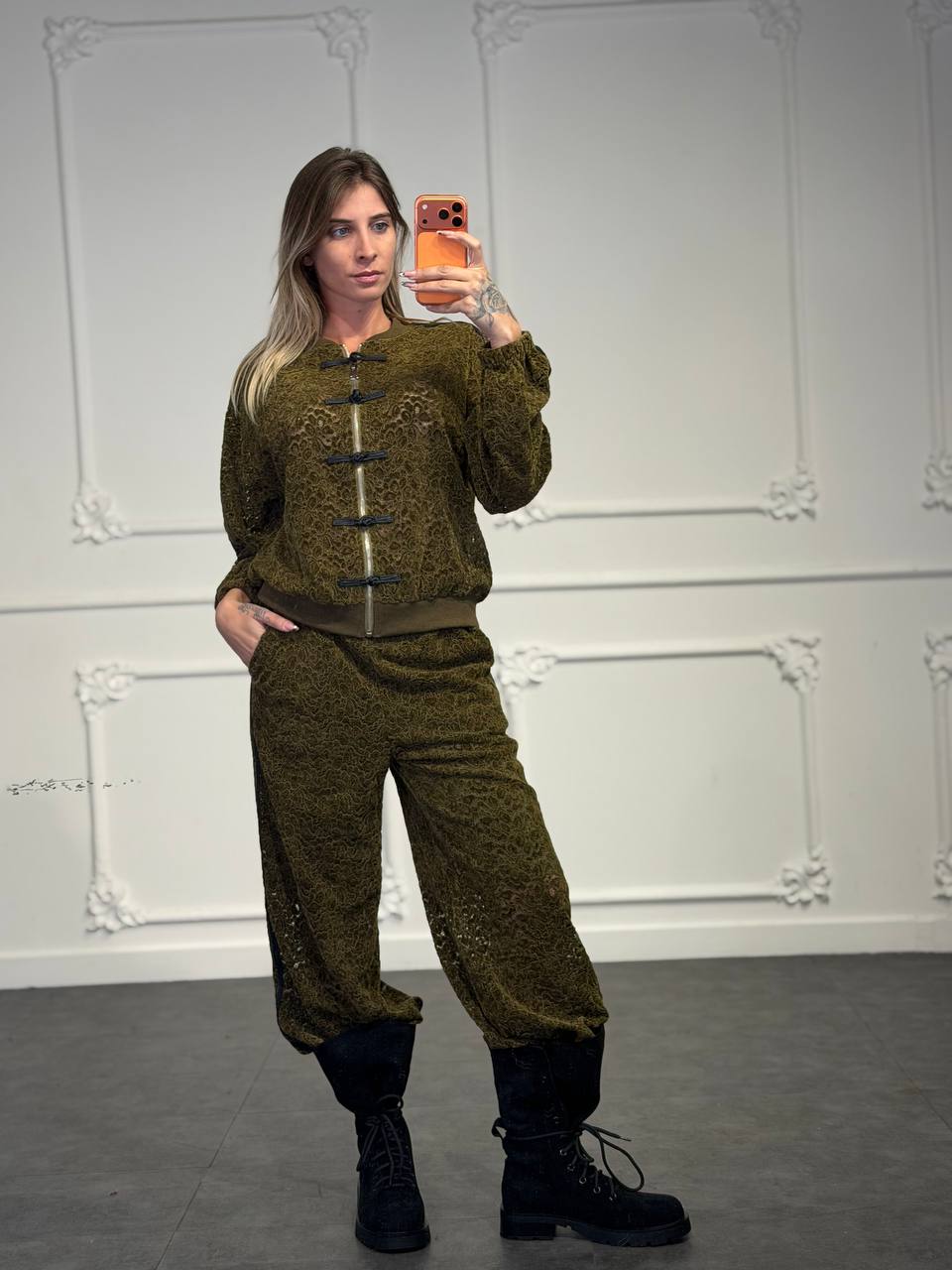coordinato tuta con chiusura alamari - Dverso Fashion