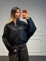 Giacca effetto pelle con zip frontale - Dverso Fashion